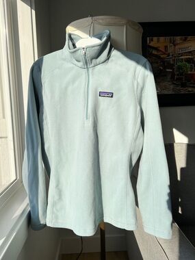Patagonia Light Blue Fleece Pullover with Logo Tag
